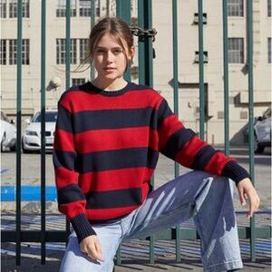 Brandy Melville / John Galt oversized stripped sweater in blue and red